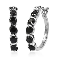 EverTrue Australian Black Tourmaline 2.85 ctw Hoop Earrings in Stainless Steel