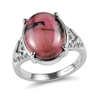 EverTrue Rhodonite Solitaire Ring in Stainless Steel (Size 10.0) 9.10 ctw
