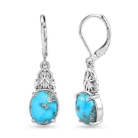 EverTrue Empyrean Blue Turquoise 5.35 ctw Lever Back Earrings in Stainless Steel