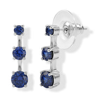 EverTrue Lab Created Blue Sapphire Earrings in Stainless Steel 2.30 ctw