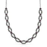 D'Joy Passport to Israel Artisan Crafted Chrome Diopside, Orissa Rhodolite Garnet Necklace (18 Inches) in Sterling Silver 3.50 ctw