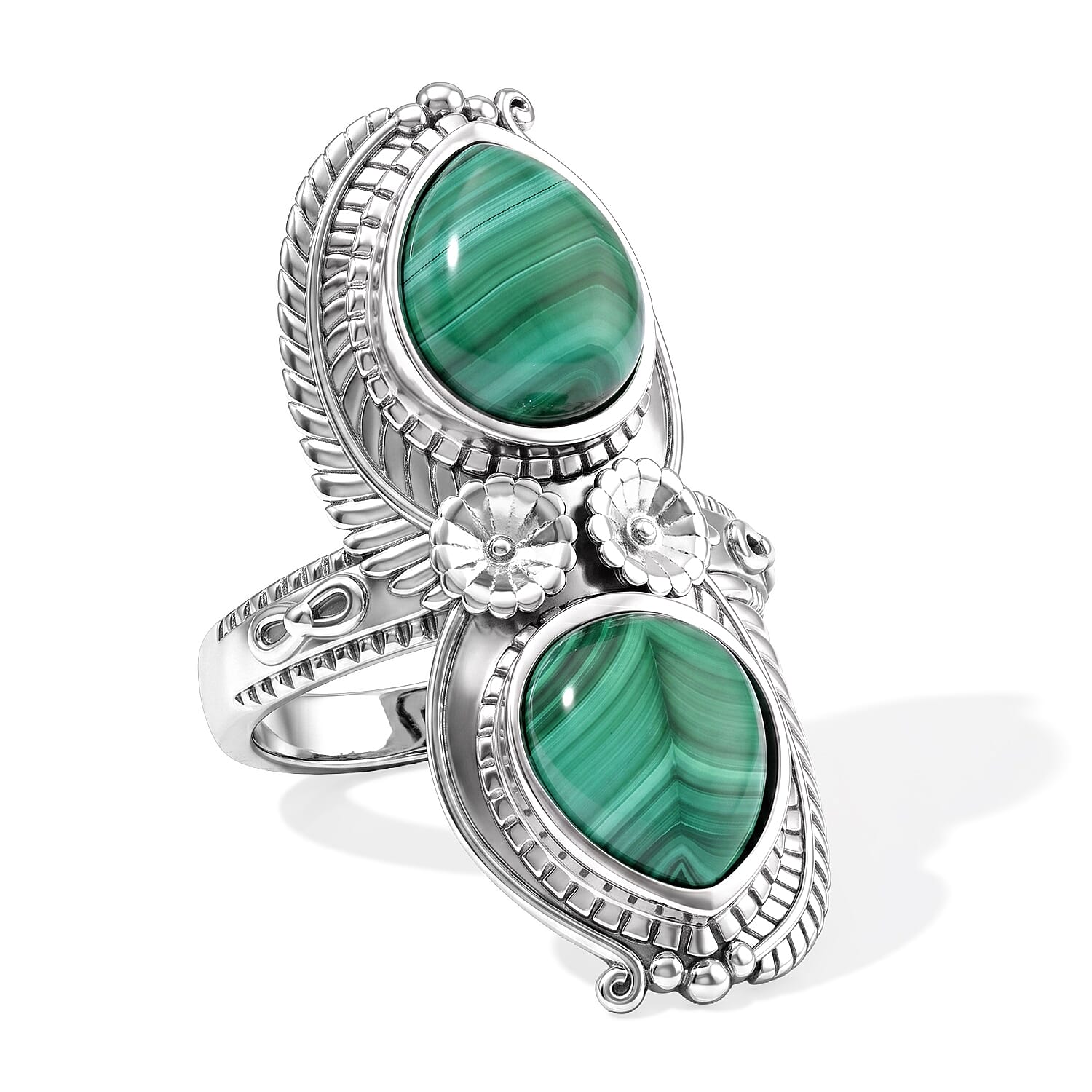 EverTrue African Malachite 9.50 ctw Ring in Stainless Steel (Size 8.0)