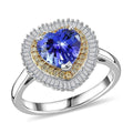 Luxoro Premium Tanzanite, Natural Yellow and White Diamond I2 2.25 ctw Regal Heart Halo Ring in 10K White Gold (Size  7.5) - Sticky add to cart bar