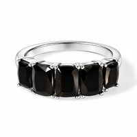 EverTrue Silver Shungite 2.30 ctw 5 Stone Ring in Stainless Steel (Size 10.0)