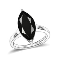 EverTrue Thai Black Spinel Solitaire Ring in Stainless Steel (Size 6.0) 7.00 ctw