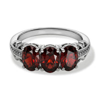 EverTrue Orissa Rose Garnet 2.90 ctw Trilogy Ring in Stainless Steel (Size 8.0)