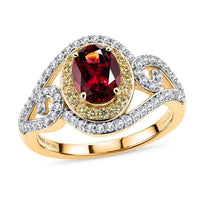 D'Joy Premium Malawi Magenta Garnet, Multi Gemstone Ring in 18K Vermeil YG Over Sterling Silver (Size 10.0) 2.15 ctw