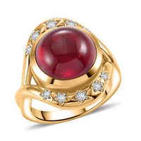 GP Niassa Ruby (FF), White Zircon Ring in 18K Vermeil YG Over Sterling Silver (Size 6.0) 10.70 ctw