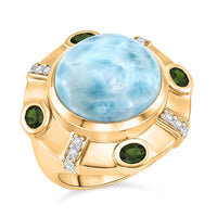 GP Larimar, Multi Gemstone Ring in 18K Vermeil YG Over Sterling Silver (Size 6.0) 14.30 ctw