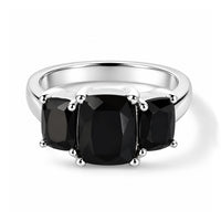 EverTrue Thai Black Spinel 6.20 ctw 3 Stone Ring in Stainless Steel (Size 10.0)