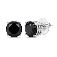 EverTrue Thai Black Spinel 9.40 ctw Solitaire Stud Earrings in Stainless Steel