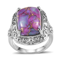 EverTrue Mojave Purple Turquoise 11.00 ctw Ring in Stainless Steel (Size 9.0)