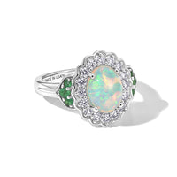 TLV D'Joy Premium Ethiopian Welo Opal, Multi Gemstone Ring in Rhodium Over Sterling Silver (Size 7.0) 2.00 ctw