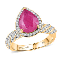 Luxoro 10K Yellow Gold AAA Montepuez Ruby, Diamond (I2) (0.36 cts) Twisted Flame Ring (Size 6.0) (4.15 g) 2.70 ctw