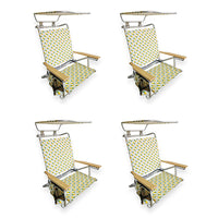 Bliss Set of 4 Folding Beach Chairs with Canopy, Pocket, Cup Holder & Carry Straps - Pineapple