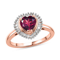 D'Joy Premium Malawi Magenta Garnet, Diamond (0.23 cts) Ring in 18K Vermeil RG Over Sterling Silver (Size 10.0) 1.60 ctw