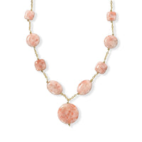 EverTrue Sunstone Beaded Necklace (20-22 Inches) in 18K YG Plated Stainless Steel 225.00 ctw