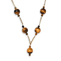 EverTrue Tiger''s Eye 195.00 ctw Beaded Necklace in ION Plated YG Stainless Steel 20-22 Inches