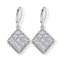 EverTrue Princess Cut Simulated Diamond Earrings in Platinum Bond
