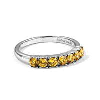 EverTrue Light Color Topaz Swarovski Crystal 7 Stone Ring in Stainless Steel (Size 8.0)