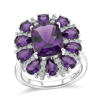 EverTrue African Amethyst and White Zircon 5.25 ctw Ring in Platinum Bond (Size 8.0)