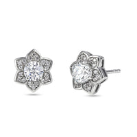 D'Joy Moissanite (Rnd 5mm) Stud Earrings in Platinum Over Sterling Silver 1.15 ctw