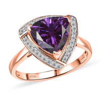 D'Joy Lab Grown Color Change Sapphire and Moissanite 4.00 ctw Ring in 18K Vermeil Rose Gold Over Sterling Silver (Size 8.0)