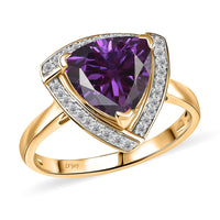 D'Joy Lab Grown Color Change Sapphire and Moissanite 4.00 ctw Ring in 18K Vermeil Yellow Gold Over Sterling Silver (Size 11.5)