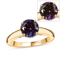 D'Joy Lab Grown Alexandrite and Moissanite 2.85 ctw Ring in 18K Vermeil Yellow Gold Over Sterling Silver (Size 6.5)