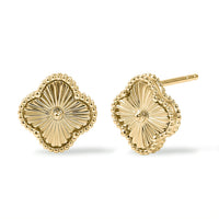 Luxoro 10K Green Gold Floral Earrings with White Gold Push Post (3.80 g)  8569072