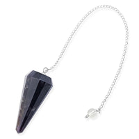 Black Tourmaline and Crystal 76.00 ctw Pendulum in Silvertone