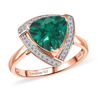 D'Joy Lab Grown Emerald and Moissanite 4.00 ctw Ring in 18K Vermeil Rose Gold Over Sterling Silver (Size 7.0)