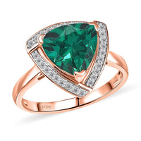 D'Joy Lab Grown Emerald and Moissanite 4.00 ctw Ring in 18K Vermeil Rose Gold Over Sterling Silver (Size 8.0)