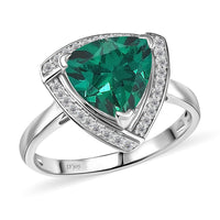 D'Joy Lab Grown Emerald and Moissanite 4.00 ctw Ring in Rhodium Over Sterling Silver (Size 9.0)