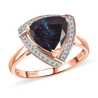 D'Joy Lab Grown Alexandrite and Moissanite 4.00 ctw Ring in 18K Vermeil Rose Gold Over Sterling Silver (Size 7.0)