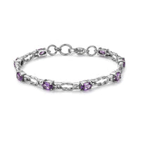 EverTrue Simulated Amethyst Color Diamond Bracelet in Stainless Steel (6.50 In)