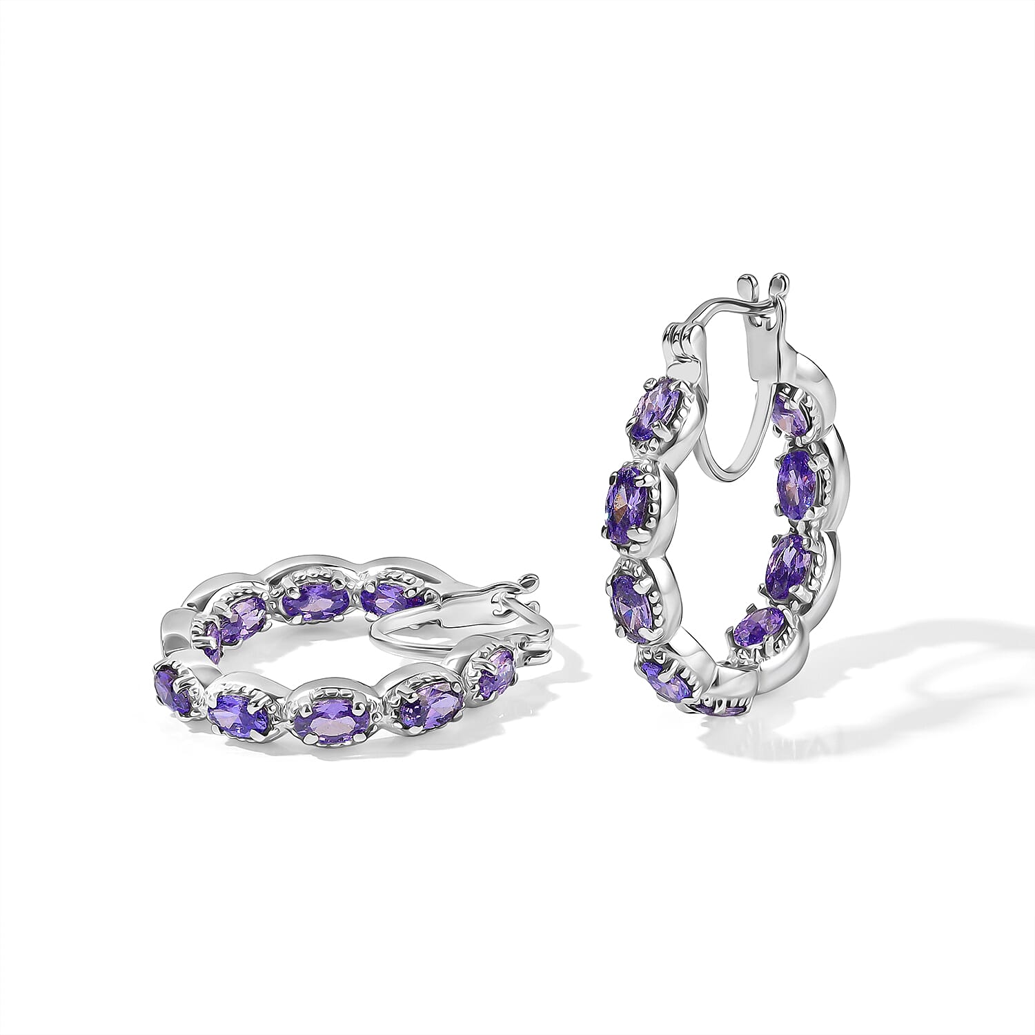 EverTrue Simulated Purple Diamond Earrings in Stainless Steel