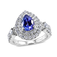 Certified & Appraised D'Joy Premium Tanzanite and Moissanite 2.00 ctw Ring in Rhodium Over Sterling Silver