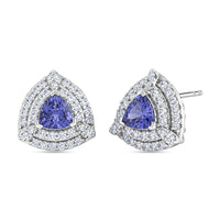 Certified & Appraised D'Joy Premium Tanzanite, Moissanite Earrings in Rhodium Over Sterling Silver 2.00 ctw