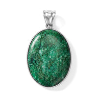 Rainforest Jasper 50.00 ctw Oval Pendant without Chain in Silvertone