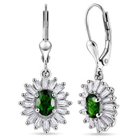 D''Joy Chrome Diopside, Moissanite Earrings in Rhodium Over Sterling Silver 2.00 ctw