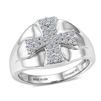 Luxuriant Lab Grown Diamond G-H SI 0.40 ctw Men's Ring in Rhodium Over Sterling Silver (Size 10.0)