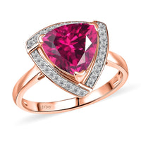 D'Joy Lab Grown Pink Sapphire and Moissanite 4.00 ctw Ring in 18K Vermeil Rose Gold Over Sterling Silver (Size 8.0)