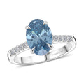 Luxuriant Lab Grown Blue Diamond (IR) and Lab Grown Diamond (VS) Ring in Rhodium Over Sterling Silver (Size 6.0) 3.10 ctw - Sticky add to cart bar