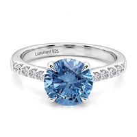 Luxuriant Lab Grown Blue Diamond (IR) and Lab Grown Diamond (VS) Ring in Rhodium Over Sterling Silver (Size 6.0) 3.10 ctw