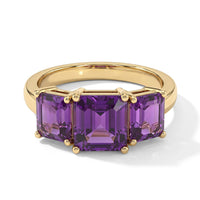 D'Joy Assher Cut Lab Grown Color Change Sapphire 6.10 ctw Ring in 18K Vermeil Yellow Gold Over Sterling Silver (Size 10.0)