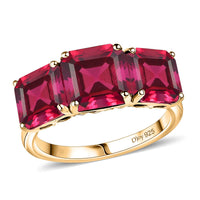D'Joy Assher Cut Lab Grown Bixbite 6.10 ctw Ring in 18K Vermeil Yellow Gold Over Sterling Silver (Size 11.5)