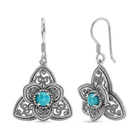 D'Joy Passport to Israel Artisan Crafted Premium Lagoon Turquoise Earrings in Sterling Silver 1.15 ctw