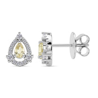 Lemon Quartz and White Corundum 0.50 ctw Earrings in Rhodium Over Sterling Silver