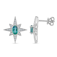 Green Quartz and White Corundum 1.20 ctw Earrings in Rhodium Over Sterling Silver